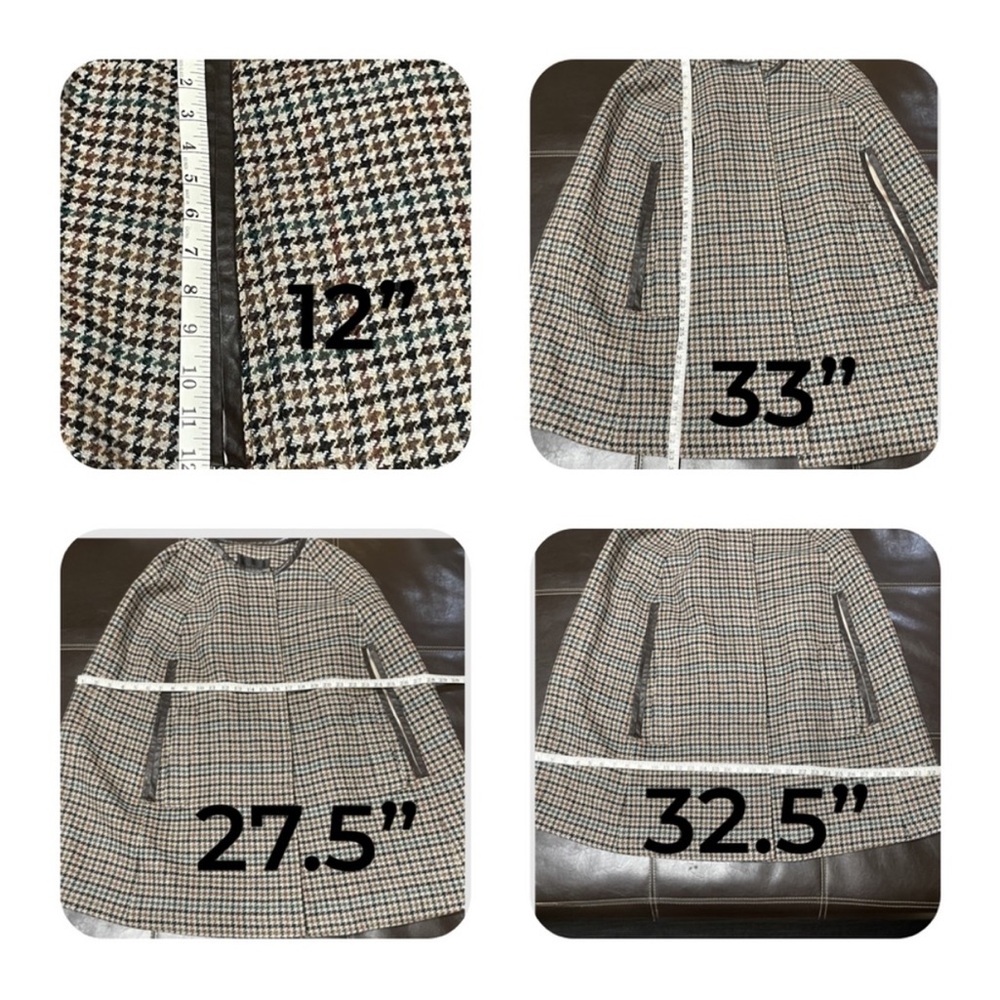 J. Crew Houndstooth Cape Coat in Saddle Seagrass Multi Size M/L - Picture 9 of 9